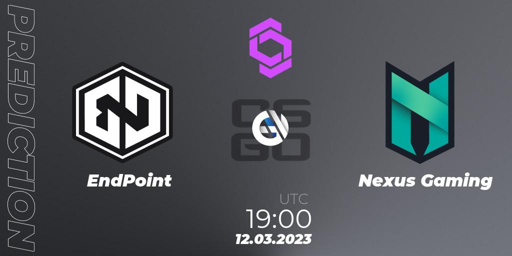 EndPoint - Nexus Gaming: ennuste. 12.03.2023 at 20:50, Counter-Strike (CS2), CCT West Europe Series #2