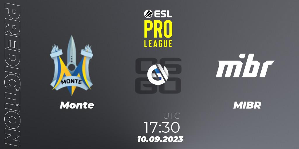 Monte - MIBR: ennuste. 10.09.2023 at 19:30, Counter-Strike (CS2), ESL Pro League Season 18