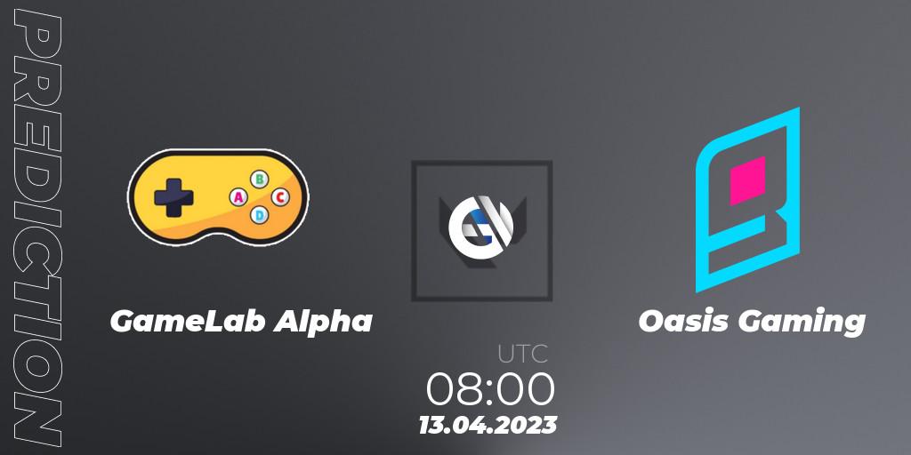 GameLab Alpha - Oasis Gaming: ennuste. 13.04.23, VALORANT, VALORANT Challengers 2023: Philippines Split 2 - Group stage