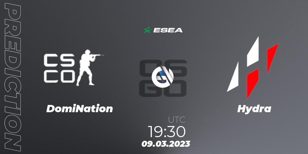 DomiNation eSports - Hydra: ennuste. 09.03.2023 at 15:00, Counter-Strike (CS2), ESEA Season 44: Advanced Division - Europe