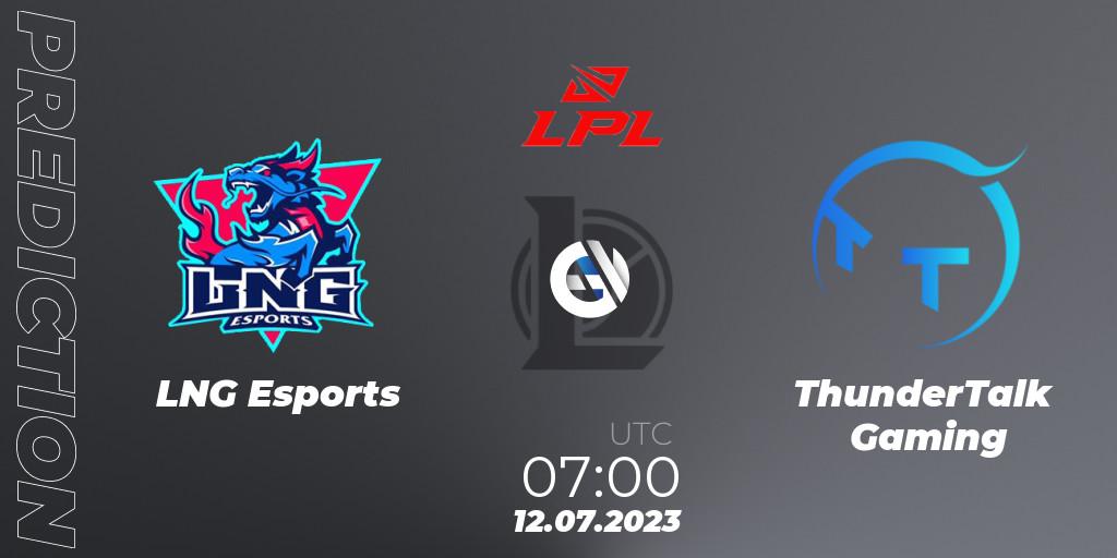 LNG Esports - ThunderTalk Gaming: ennuste. 12.07.23, LoL, LPL Summer 2023 Regular Season