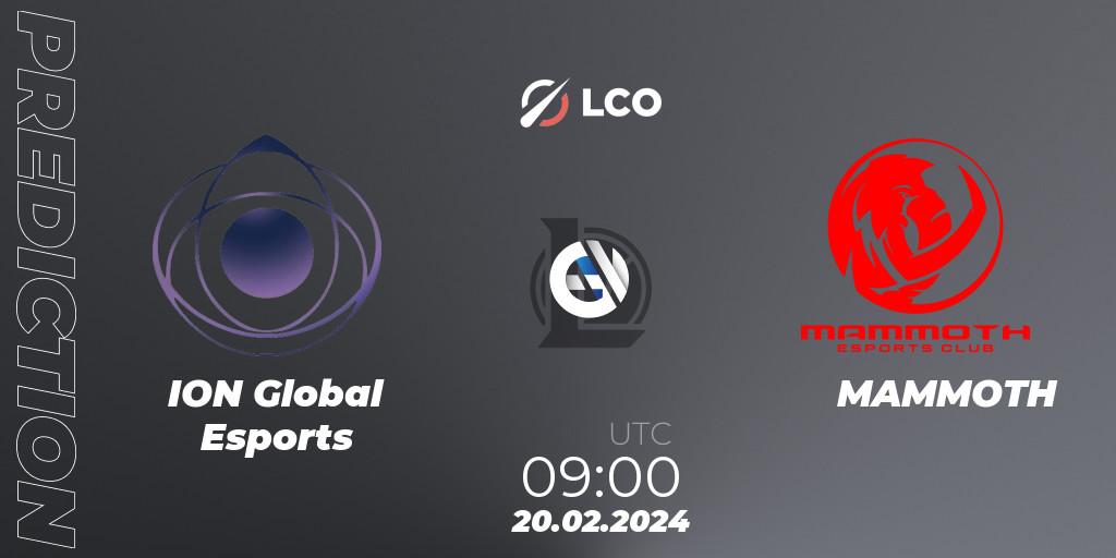ION Global Esports - MAMMOTH: ennuste. 20.02.24, LoL, LCO Split 1 2024 - Group Stage
