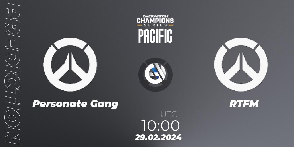 Personate Gang - RTFM: ennuste. 29.02.2024 at 10:00, Overwatch, Overwatch Champions Series 2024 - Stage 1 Pacific
