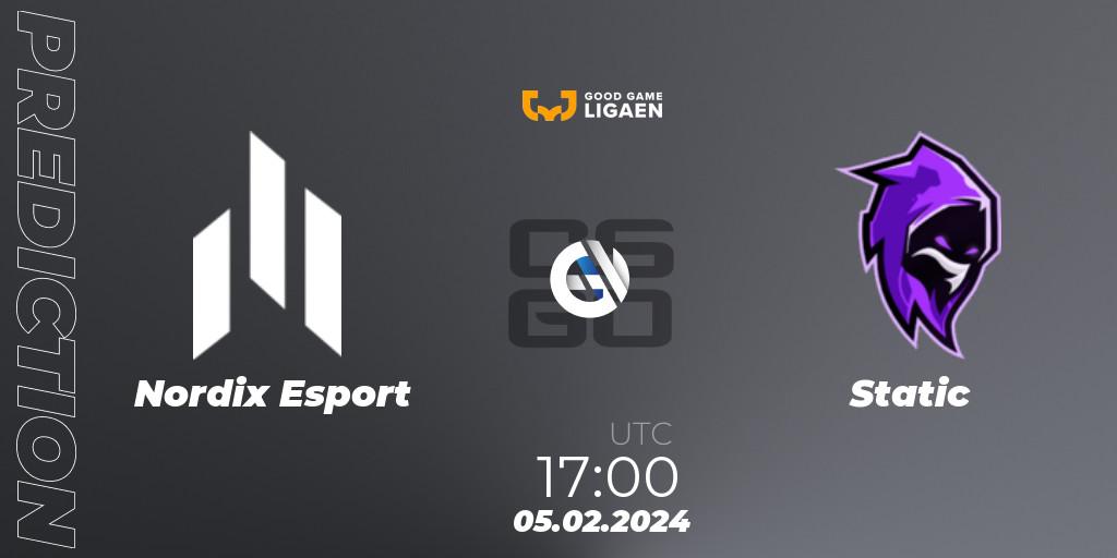 Nordix Esport - Static: ennuste. 05.02.2024 at 17:00, Counter-Strike (CS2), Good Game-ligaen Spring 2024