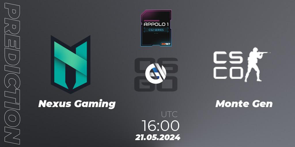 Nexus Gaming - Monte Gen: ennuste. 21.05.2024 at 16:00, Counter-Strike (CS2), Appolo1 Series: Phase 2
