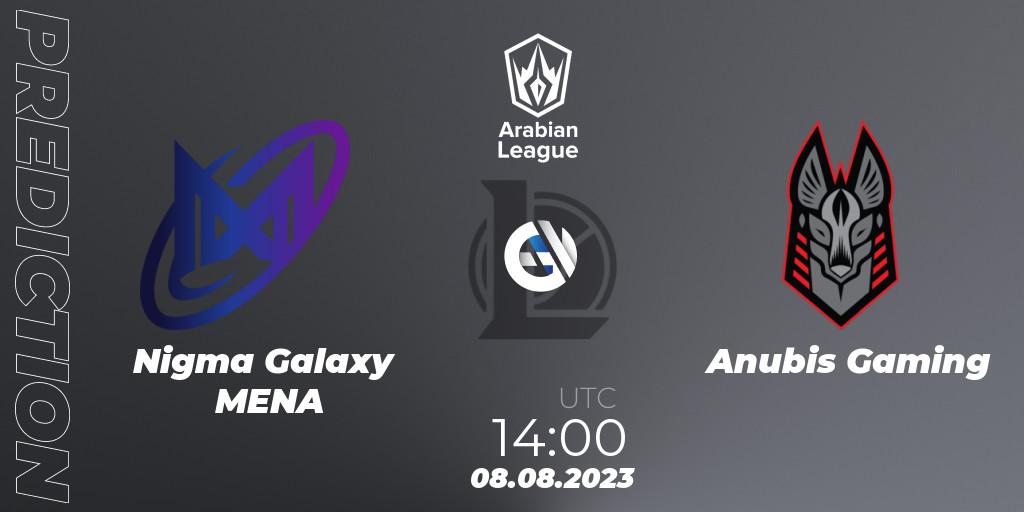 Nigma Galaxy MENA - Anubis Gaming: ennuste. 08.08.2023 at 15:50, LoL, Arabian League Summer 2023 - Playoffs