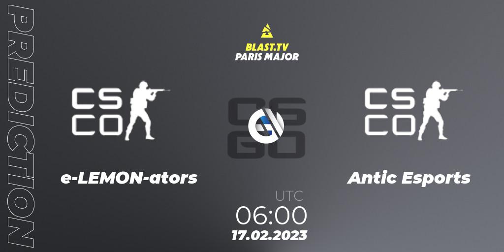 e-LEMON-ators - Antic Esports: ennuste. 17.02.2023 at 06:10, Counter-Strike (CS2), BLAST.tv Paris Major 2023 Oceania RMR Closed Qualifier