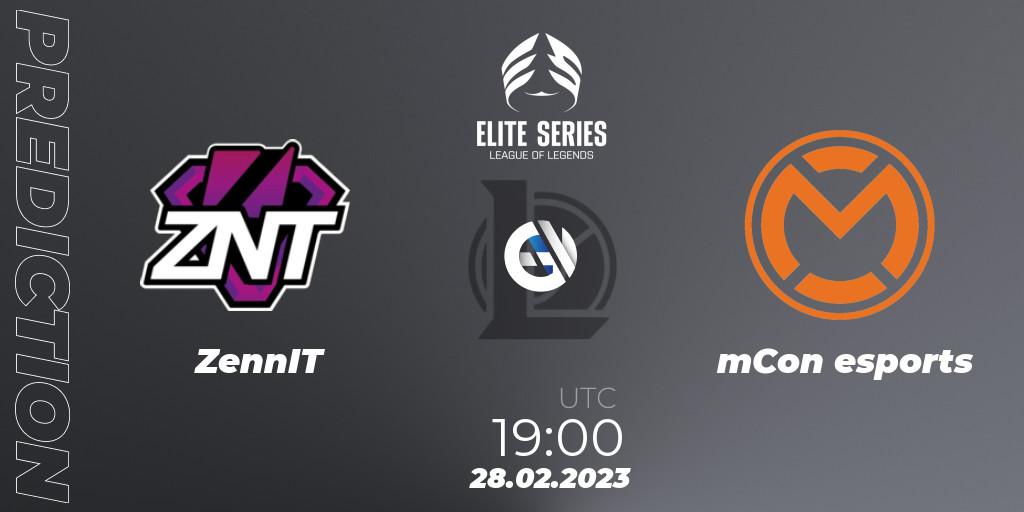 ZennIT - mCon esports: ennuste. 28.02.2023 at 19:00, LoL, Elite Series Spring 2023 - Group Stage