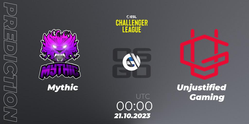 Mythic - Unjustified Gaming: ennuste. 23.11.2023 at 01:00, Counter-Strike (CS2), ESL Challenger League Season 46: North America