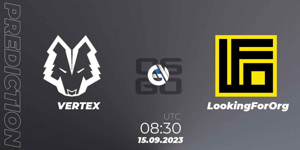 VERTEX - LookingForOrg: ennuste. 15.09.2023 at 08:40, Counter-Strike (CS2), CCT Oceania Series #1