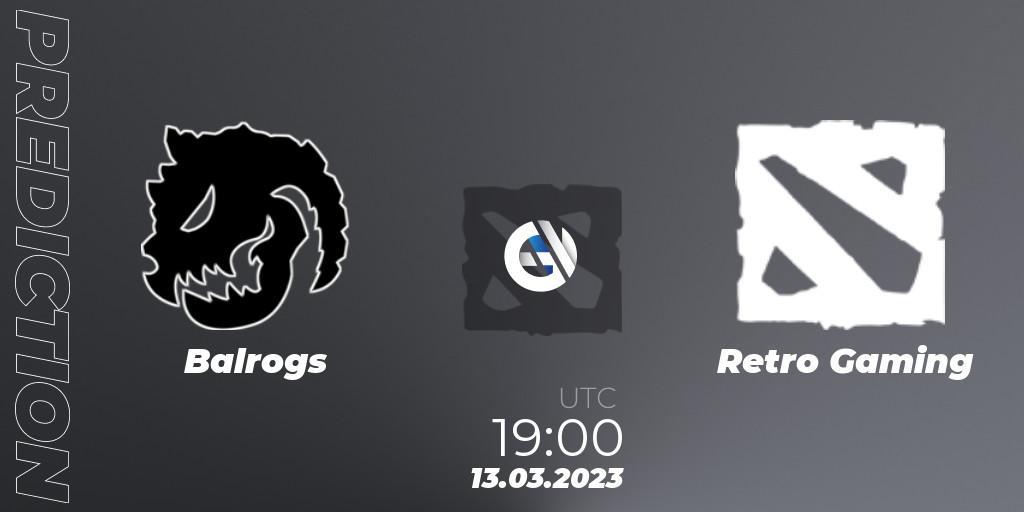 Balrogs - Retro Gaming: ennuste. 13.03.2023 at 19:12, Dota 2, TodayPay Invitational Season 4