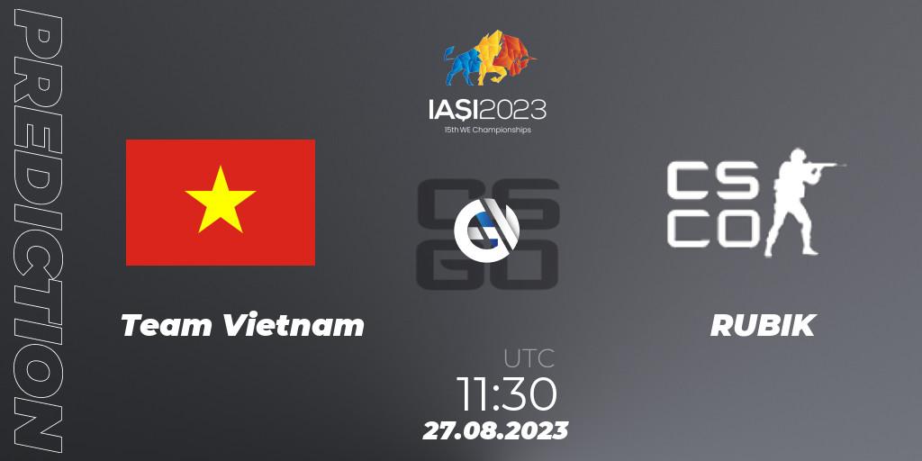 Team Vietnam - RUBIK: ennuste. 27.08.2023 at 17:40, Counter-Strike (CS2), IESF World Esports Championship 2023
