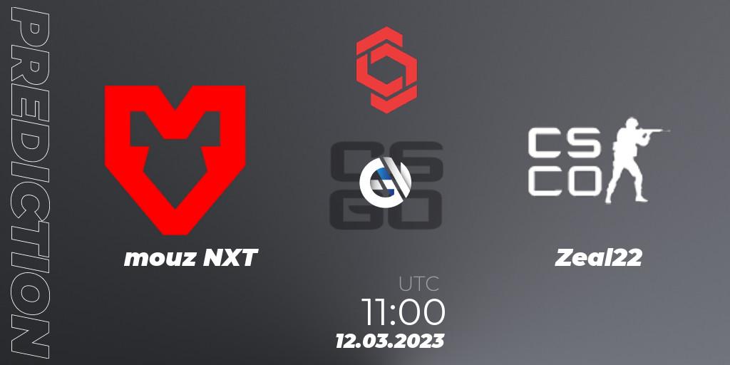 mouz NXT - Zeal22: ennuste. 12.03.2023 at 11:25, Counter-Strike (CS2), CCT Central Europe Series 5 Closed Qualifier