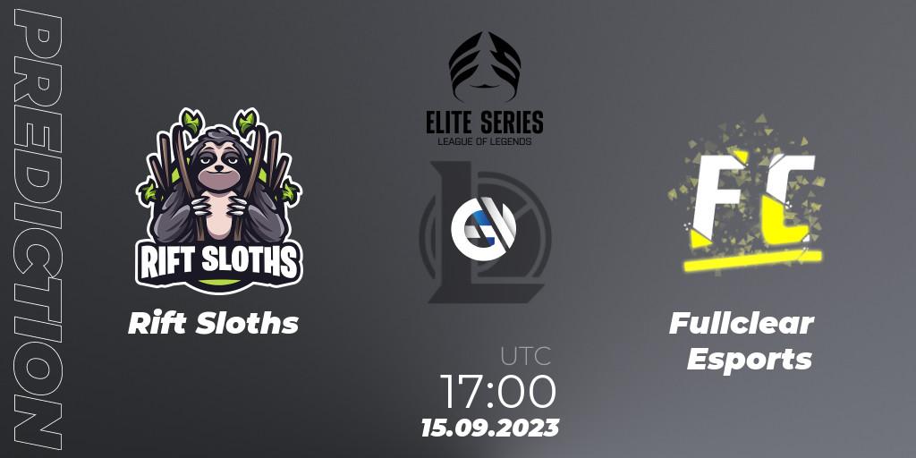 Rift Sloths - Fullclear Esports: ennuste. 15.09.2023 at 17:00, LoL, Elite Series Relegation 2023