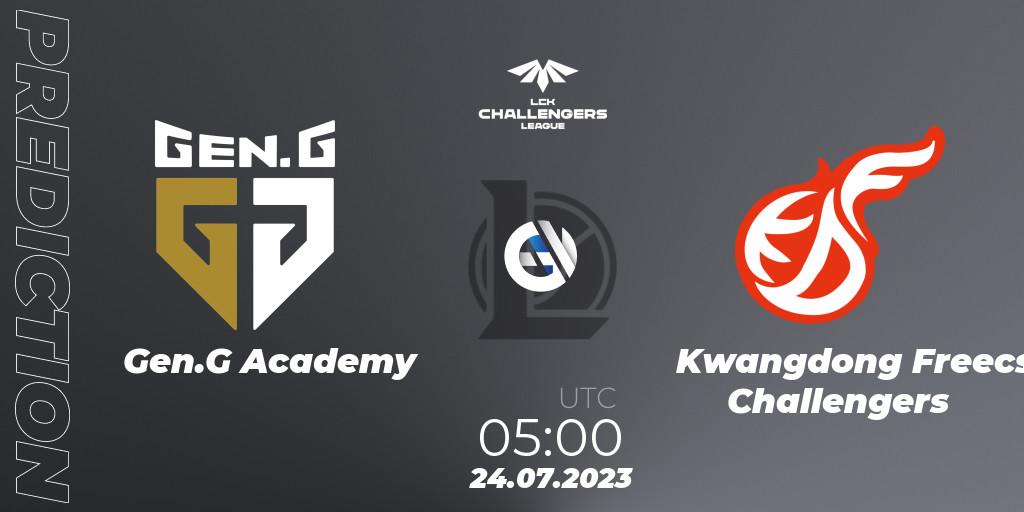 Gen.G Academy - Kwangdong Freecs Challengers: ennuste. 24.07.23, LoL, LCK Challengers League 2023 Summer - Group Stage