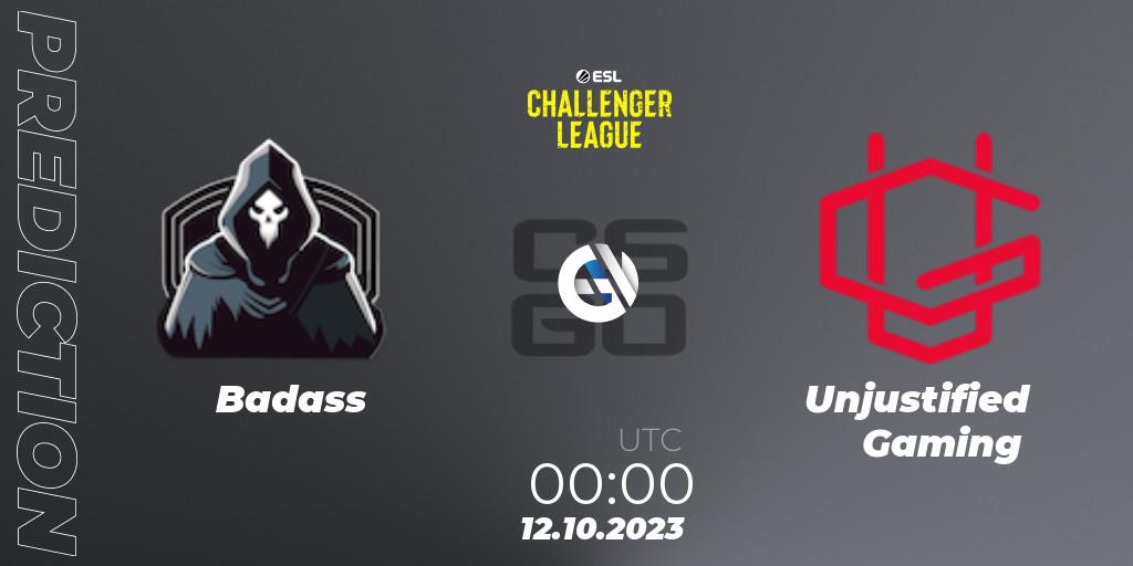 Badass - Unjustified Gaming: ennuste. 10.11.2023 at 01:00, Counter-Strike (CS2), ESL Challenger League Season 46: North America