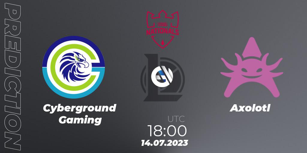 Cyberground Gaming - Axolotl: ennuste. 14.07.2023 at 18:00, LoL, PG Nationals Summer 2023
