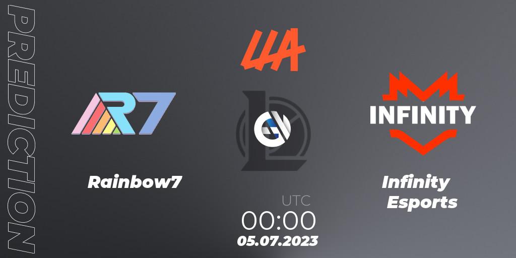Rainbow7 - Infinity Esports: ennuste. 05.07.2023 at 00:00, LoL, LLA Closing 2023 - Group Stage