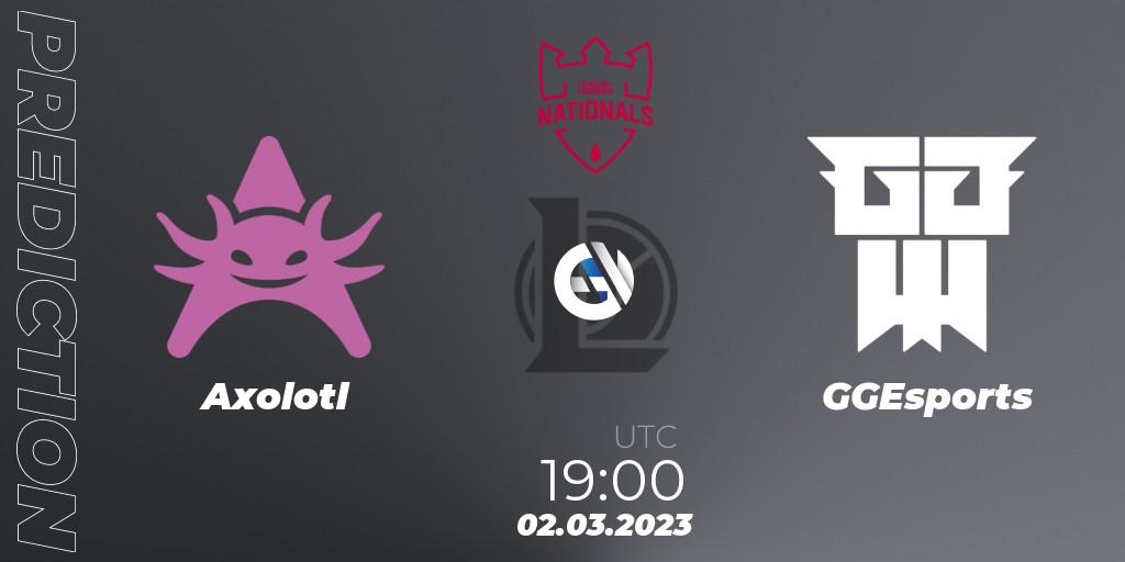 Axolotl - GGEsports: ennuste. 03.03.2023 at 19:00, LoL, PG Nationals Spring 2023 - Group Stage