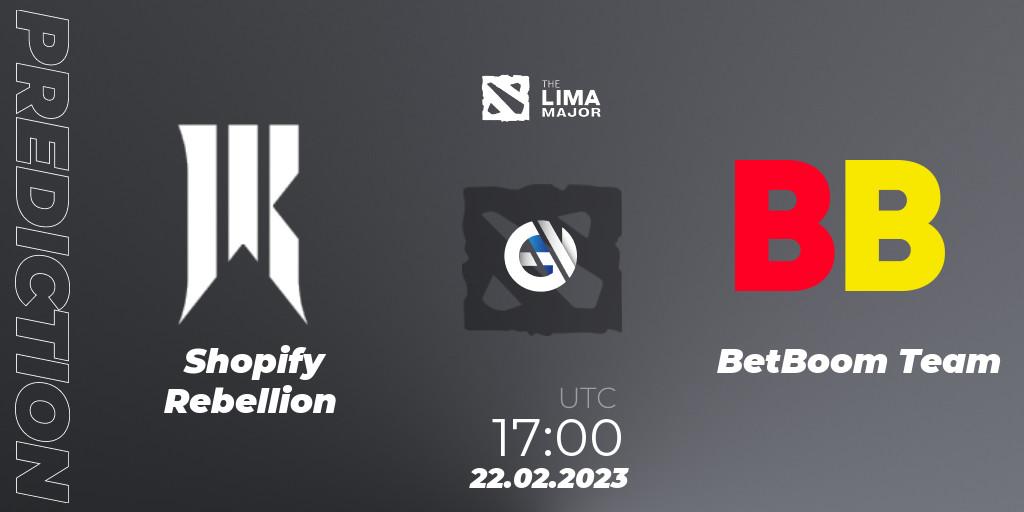Shopify Rebellion - BetBoom Team: ennuste. 22.02.23, Dota 2, The Lima Major 2023
