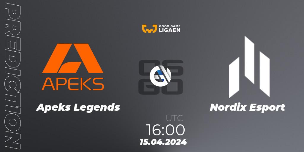Apeks Legends - Nordix Esport: ennuste. 15.04.2024 at 16:00, Counter-Strike (CS2), Good Game-ligaen Spring 2024