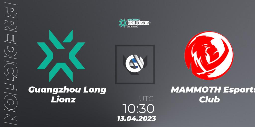 Guangzhou Long Lionz - MAMMOTH Esports Club: ennuste. 13.04.2023 at 10:30, VALORANT, VALORANT Challengers 2023: Oceania Split 2 - Group Stage