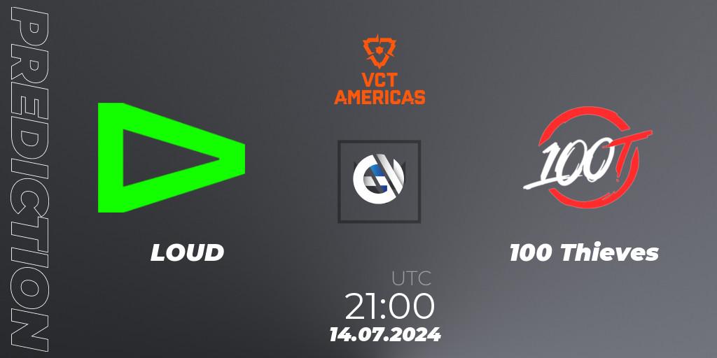 LOUD - 100 Thieves: ennuste. 14.07.2024 at 21:00, VALORANT, VALORANT Champions Tour 2024: Americas League - Stage 2 - Group Stage