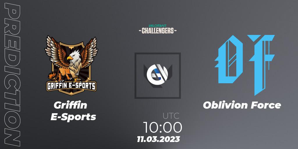 Griffin E-Sports - Oblivion Force: ennuste. 11.03.2023 at 10:00, VALORANT, VALORANT Challengers 2023: Hong Kong and Taiwan Split 1