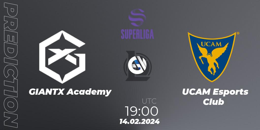 GIANTX Academy - UCAM Esports Club: ennuste. 14.02.2024 at 19:00, LoL, Superliga Spring 2024 - Group Stage