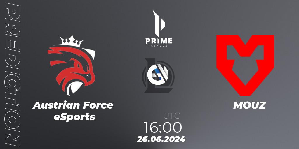 Austrian Force eSports - MOUZ: ennuste. 26.06.2024 at 16:00, LoL, Prime League Summer 2024