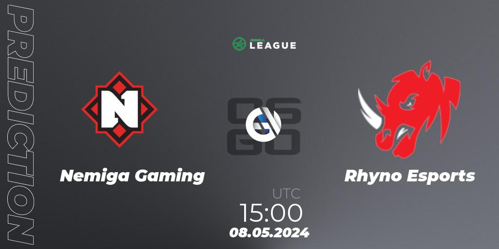 Nemiga Gaming - Rhyno Esports: ennuste. 08.05.2024 at 15:00, Counter-Strike (CS2), ESEA Season 49: Advanced Division - Europe