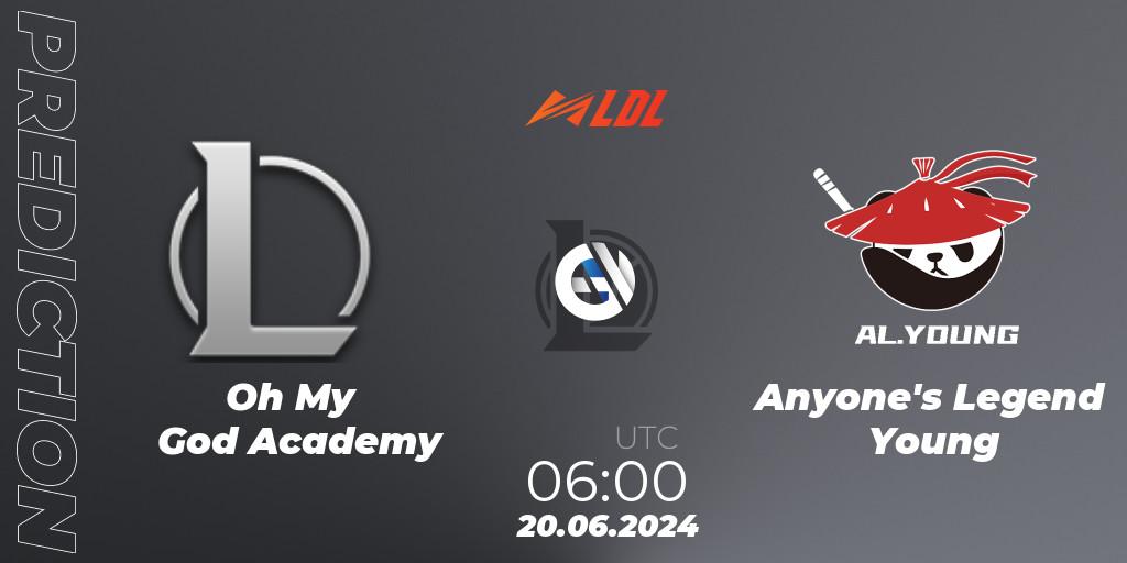 Oh My God Academy - Anyone's Legend Young: ennuste. 20.06.2024 at 06:00, LoL, LDL 2024 - Stage 3