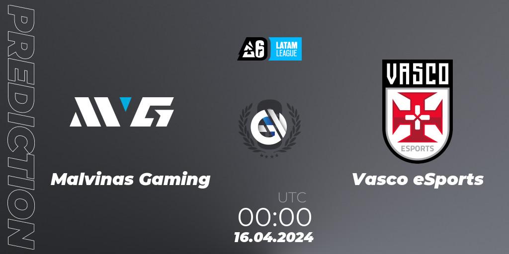 Malvinas Gaming - Vasco eSports: ennuste. 16.04.2024 at 00:00, Rainbow Six, LATAM League 2024 - Stage 1: LATAM South