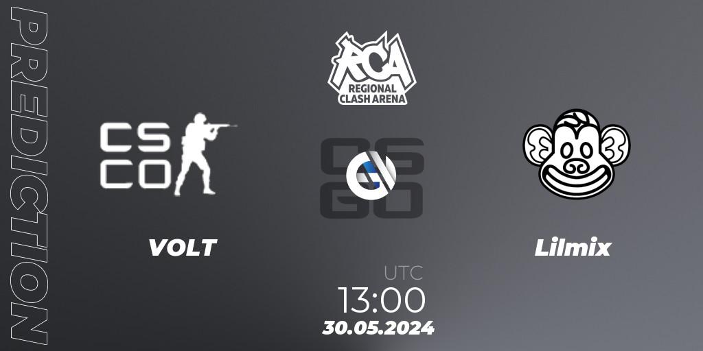 VOLT - Lilmix: ennuste. 30.05.2024 at 13:00, Counter-Strike (CS2), Regional Clash Arena Europe: Closed Qualifier