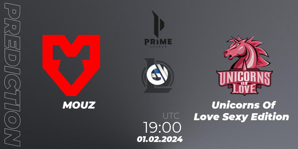 MOUZ - Unicorns Of Love Sexy Edition: ennuste. 01.02.2024 at 20:00, LoL, Prime League Spring 2024 - Group Stage
