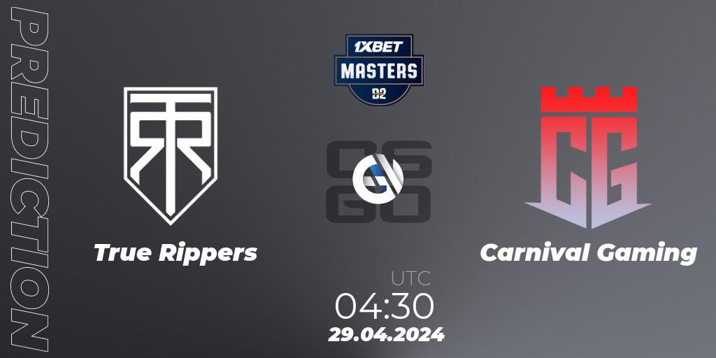 True Rippers - Carnival Gaming: ennuste. 29.04.2024 at 07:45, Counter-Strike (CS2), Dust2.in Masters #9