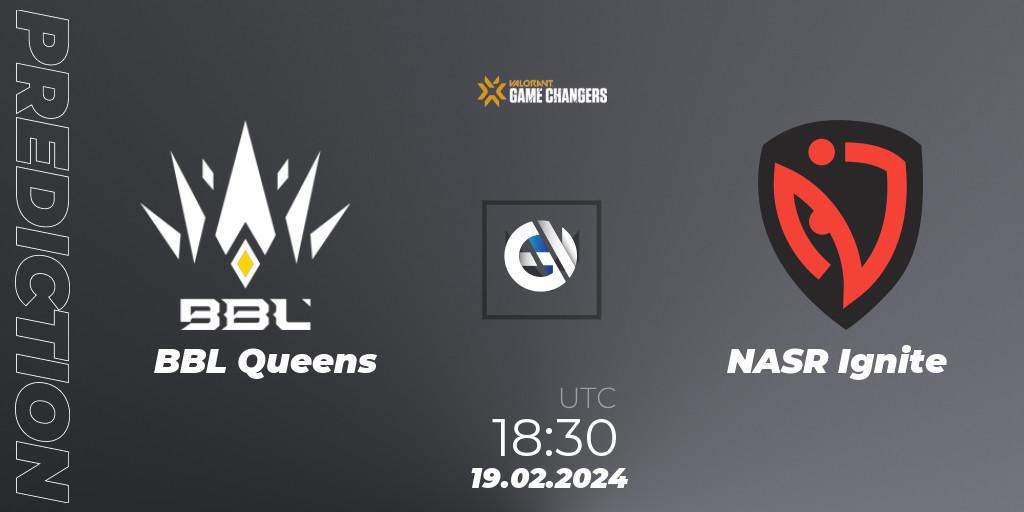 BBL Queens - NASR Ignite: ennuste. 19.02.2024 at 19:45, VALORANT, VCT 2024: Game Changers EMEA Stage 1