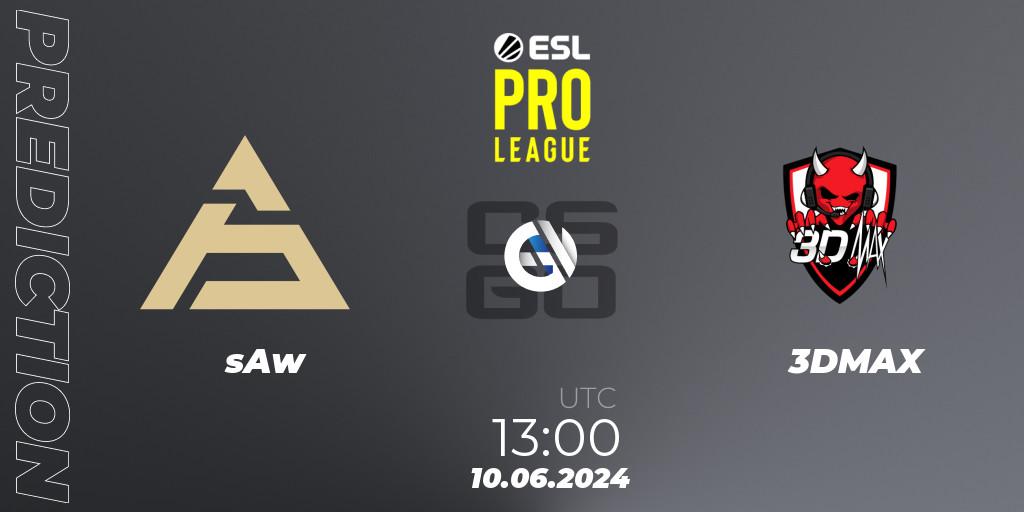 sAw - 3DMAX: ennuste. 10.06.2024 at 13:00, Counter-Strike (CS2), ESL Pro League Season 20: European Conference