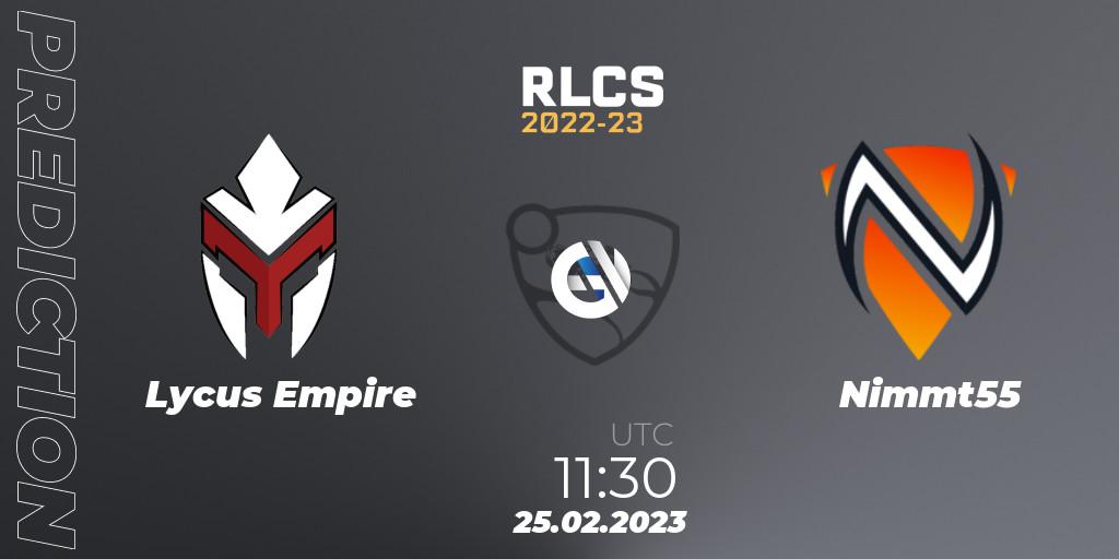 Lycus Empire - Nimmt55: ennuste. 25.02.2023 at 11:30, Rocket League, RLCS 2022-23 - Winter: Asia-Pacific Regional 3 - Winter Invitational