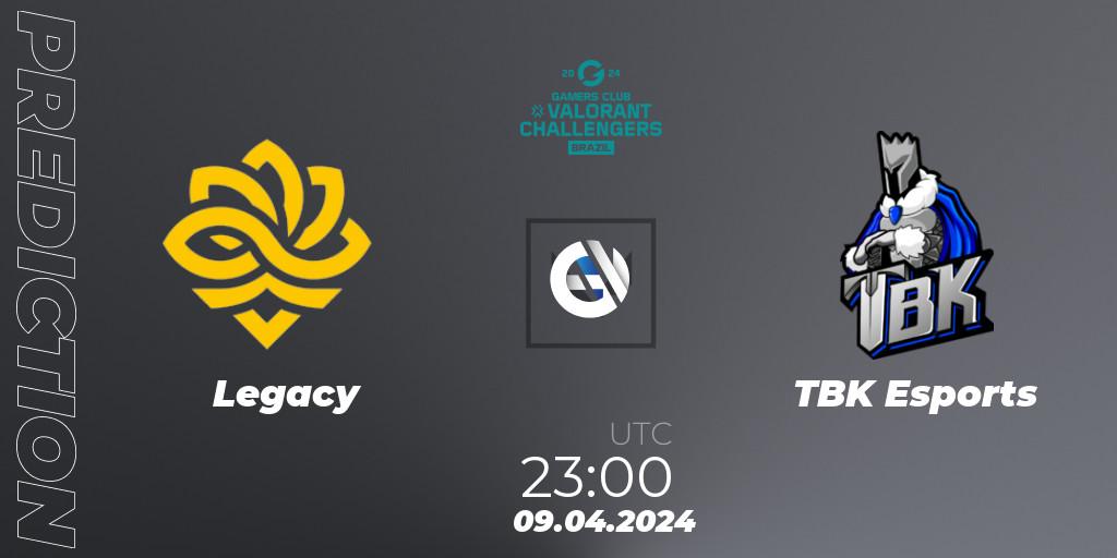 Legacy - TBK Esports: ennuste. 09.04.2024 at 23:00, VALORANT, VALORANT Challengers Brazil 2024: Split 1
