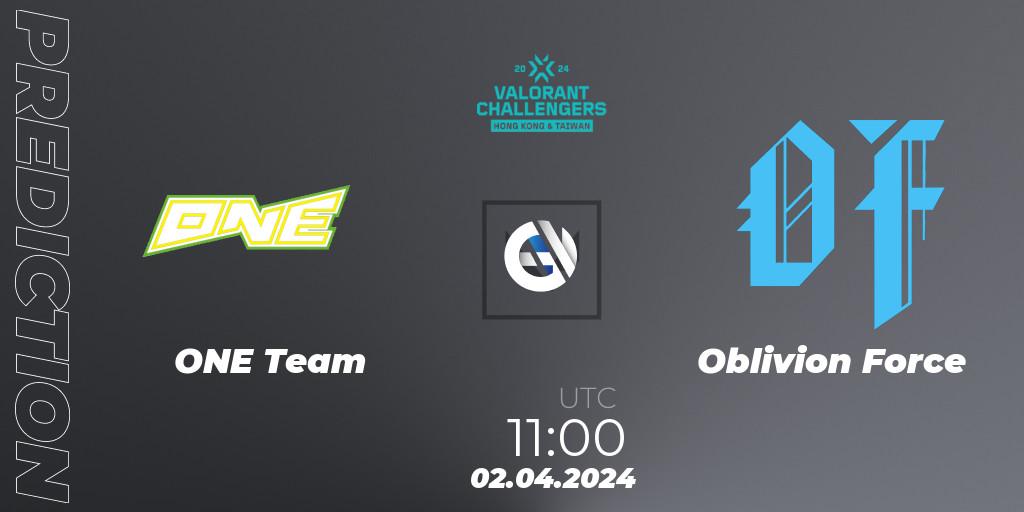ONE Team - Oblivion Force: ennuste. 02.04.2024 at 14:00, VALORANT, VALORANT Challengers Hong Kong and Taiwan 2024: Split 1