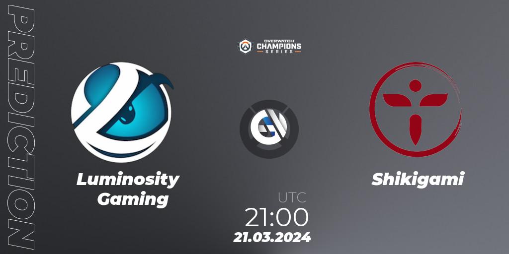 Luminosity Gaming - Shikigami: ennuste. 21.03.2024 at 21:00, Overwatch, Overwatch Champions Series 2024 - North America Stage 1 Main Event
