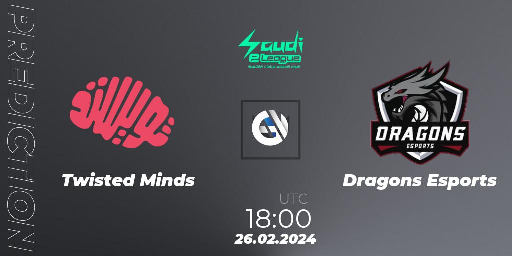 Twisted Minds - Dragons Esports: ennuste. 26.02.2024 at 18:00, VALORANT, Saudi eLeague 2024: Major 1