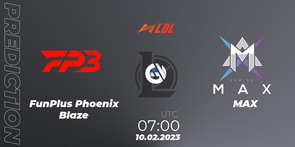FunPlus Phoenix Blaze - MAX: ennuste. 10.02.23, LoL, LDL 2023 - Swiss Stage