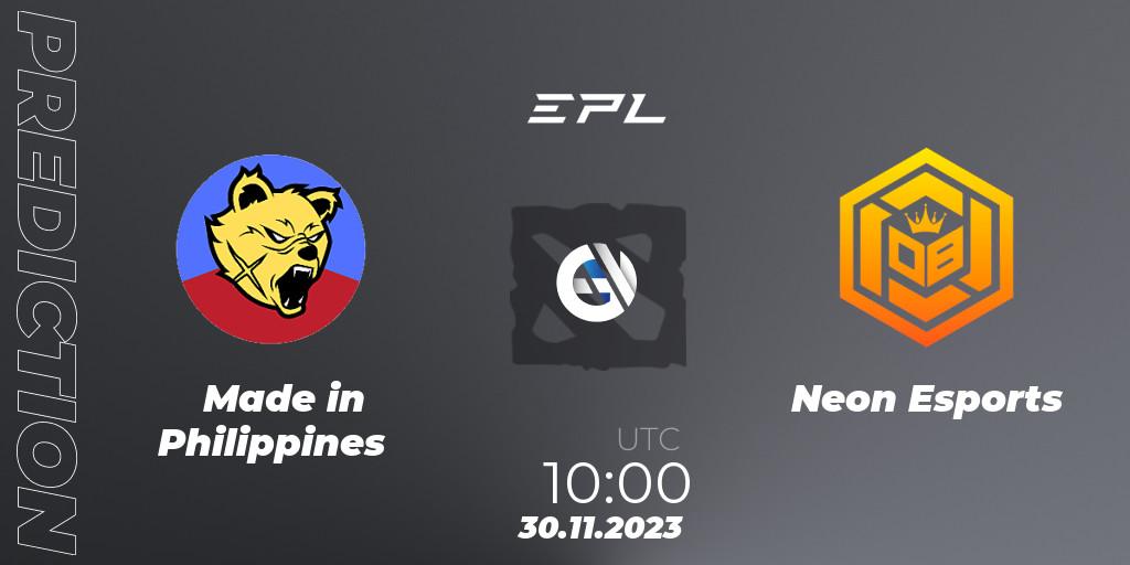 Made in Philippines - Neon Esports: ennuste. 30.11.2023 at 09:59, Dota 2, EPL World Series: Southeast Asia Season 1