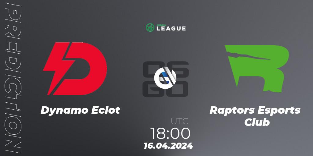 Dynamo Eclot - Raptors Esports Club: ennuste. 16.04.2024 at 18:00, Counter-Strike (CS2), ESEA Season 49: Advanced Division - Europe