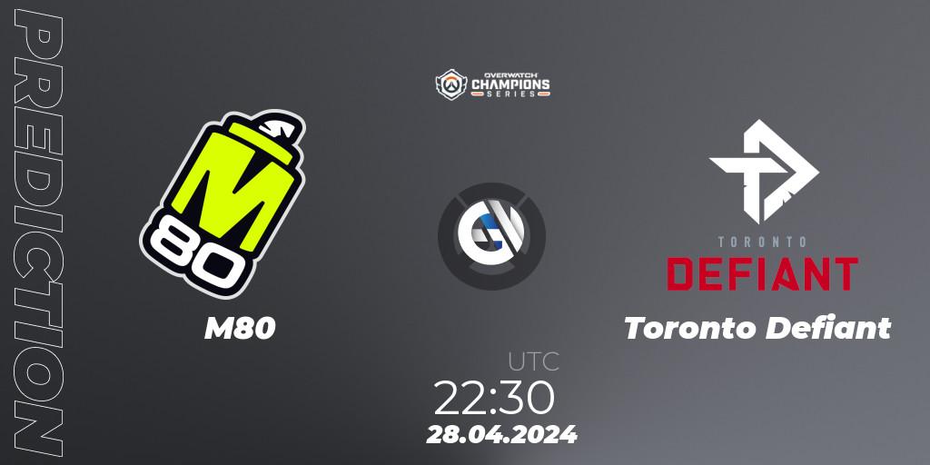 M80 - Toronto Defiant: ennuste. 28.04.2024 at 22:30, Overwatch, Overwatch Champions Series 2024 - North America Stage 2 Main Event