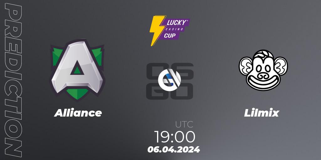 Alliance - Lilmix: ennuste. 06.04.2024 at 18:30, Counter-Strike (CS2), Esportal LuckyCasino Cup 2024