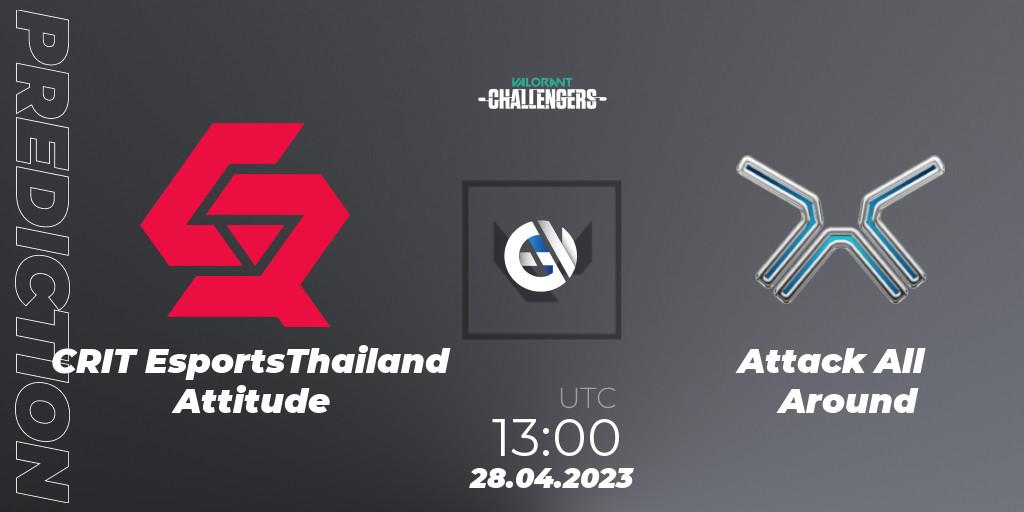 CRIT EsportsThailand Attitude - Attack All Around: ennuste. 28.04.2023 at 13:00, VALORANT, VALORANT Challengers 2023: Thailand Split 2 - Regular Season