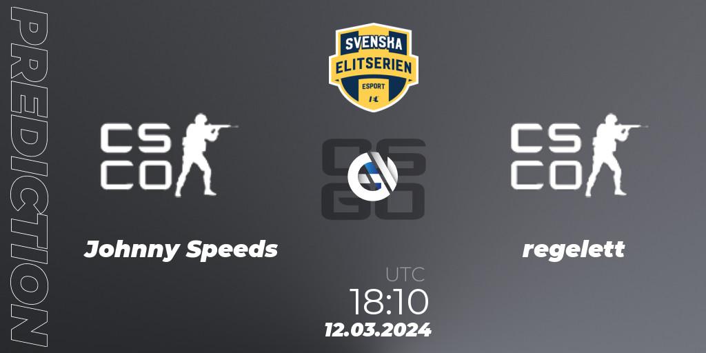 Johnny Speeds - regelett: ennuste. 12.03.2024 at 18:10, Counter-Strike (CS2), Svenska Elitserien Spring 2024